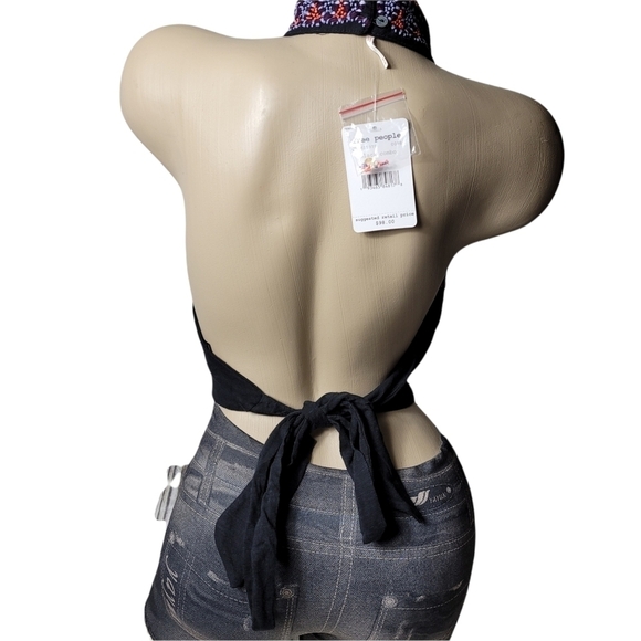 Free People Goa Tank Embroidered Crop Top Medium in Black Combo - Picture 3 of 9